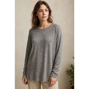 Lucky Brand Marled Grey Knit Long Sleeve‎ Casual Sweater Top Women's XL TG